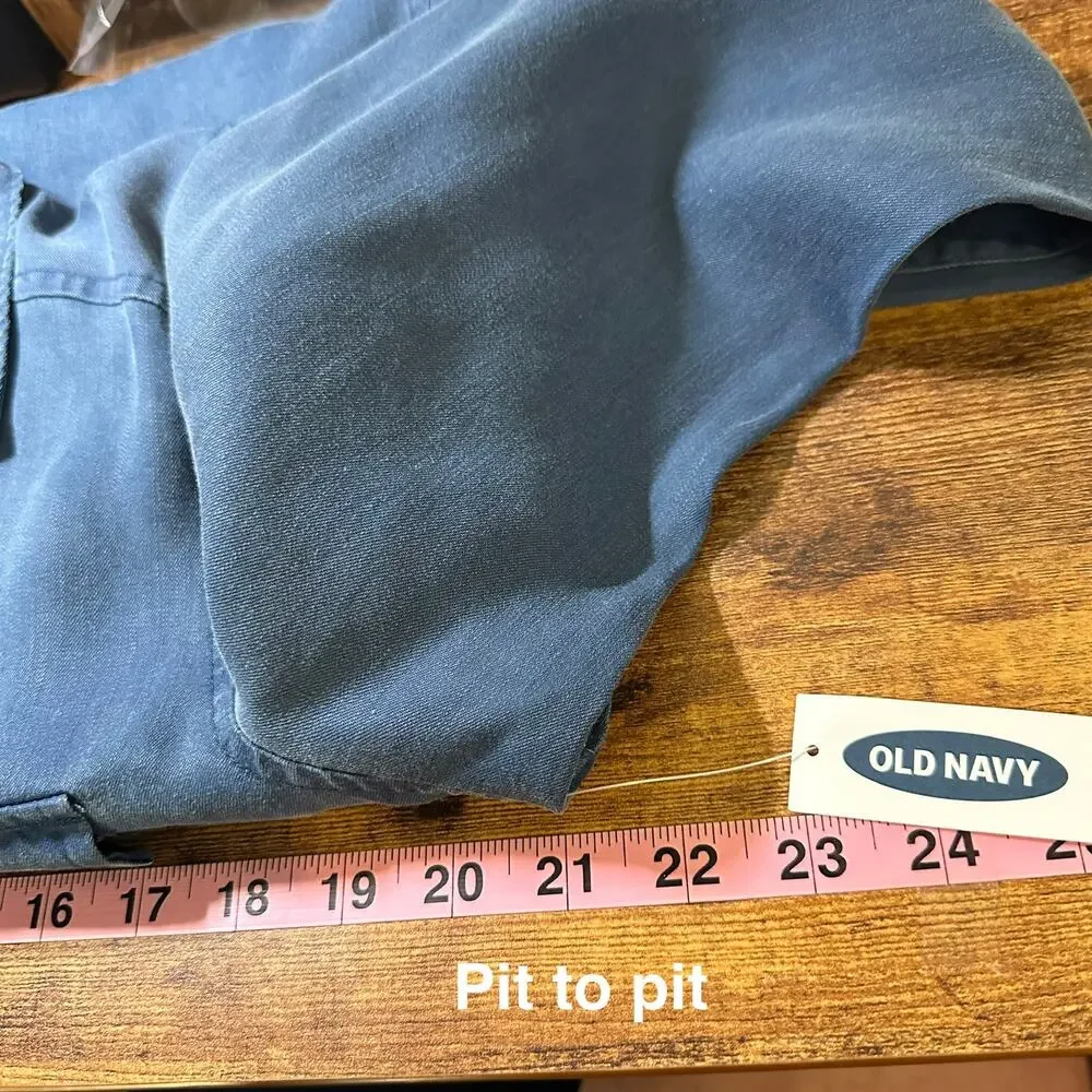 Old Navy Womens Size Large Faded Denim Twill Dress NWT Minimalist Basic EUC - Picture 6 of 9
